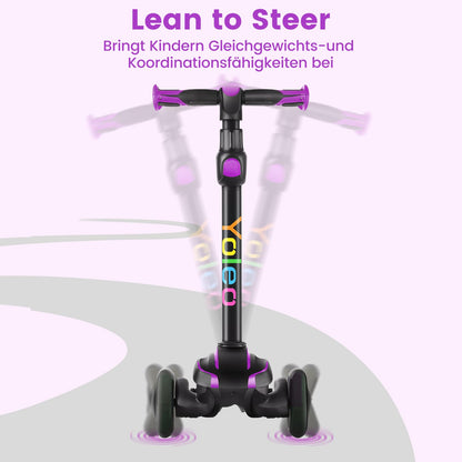 YOLEO Kinderroller Leuchträder 3-12 Jahre verstellbar - Violett