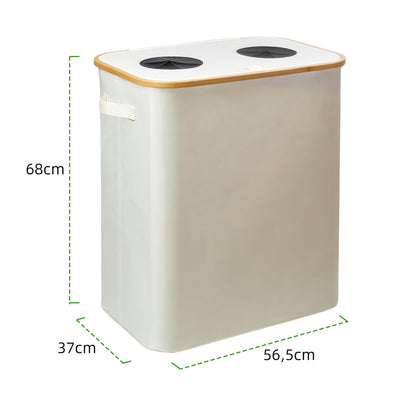 SYLANDO Pfandflaschen-Sammelbehälter 140 L mit Deckel, 2 Fächer, Beige
