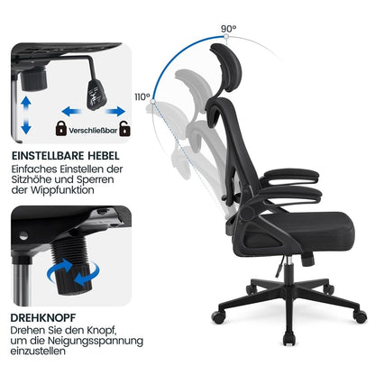 Yaheetech Ergonomischer Bürostuhl Drehstuhl - Schwarz