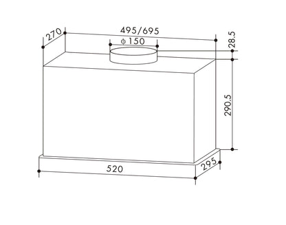 K&H SSG-52 Einbau Dunstabzugshaube LED - 52cm Edelstahl/Schwarz
