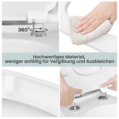 WOLTU WS2615 WC-Sitz mit Absenkautomatik, Duroplast, eckig, weiss