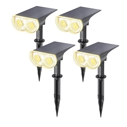 Linkind StarRay LED Solar Gartenstrahler 800 lm warmweiss, 4 Stück, mit Solarpanel und Erdspiess