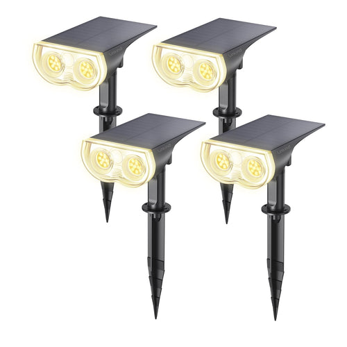 Linkind StarRay LED Solar Gartenstrahler 800 lm warmweiss, 4 Stück, mit Solarpanel und Erdspiess