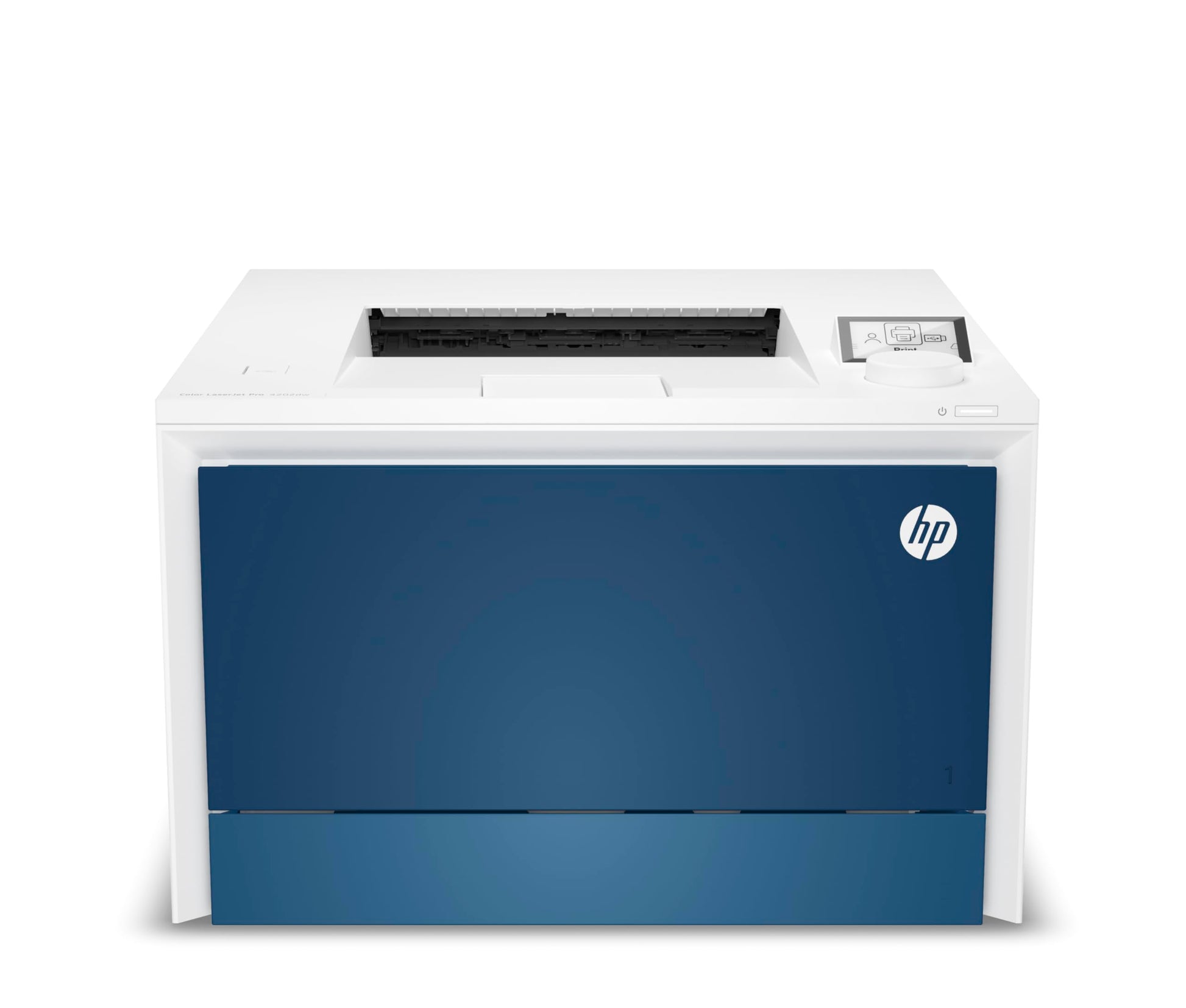 HP Color LaserJet Pro 4202dw Farblaserdrucker mit Duplex. Weiß-grauer, kompakter Drucker für beidseitigen, schnellen Farbdruck.