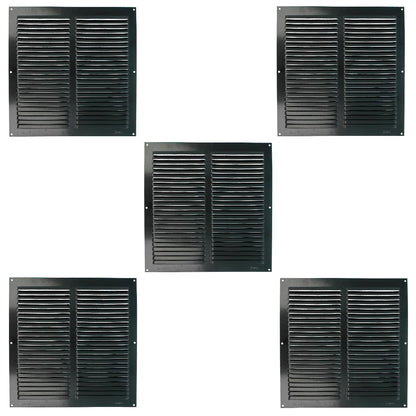Amig Alu Lüftungsgitter Insektenschutz 300x300mm Schwarz 5er-Set. Gitter für Zuluft/Abluft. Mit feinem Netz gegen Insekten.