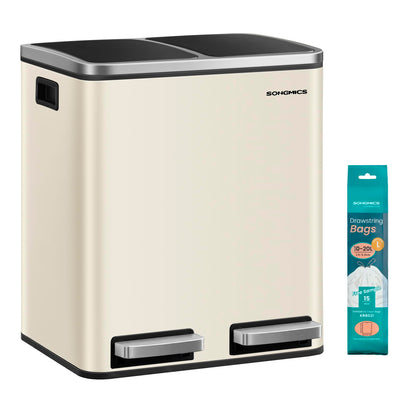 SONGMICS Mülleimer Küche, 2 x 15 Liter, Mülltrennsystem mit Softclose