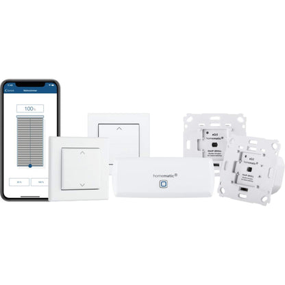 Homematic IP Smart Home Starter Set Beschattung – WLAN 156450A0: Enthält weißen Access Point & Rollladenaktor. Funkgesteuerte Smart Home Steuerung von Jalousien & Rollläden.
