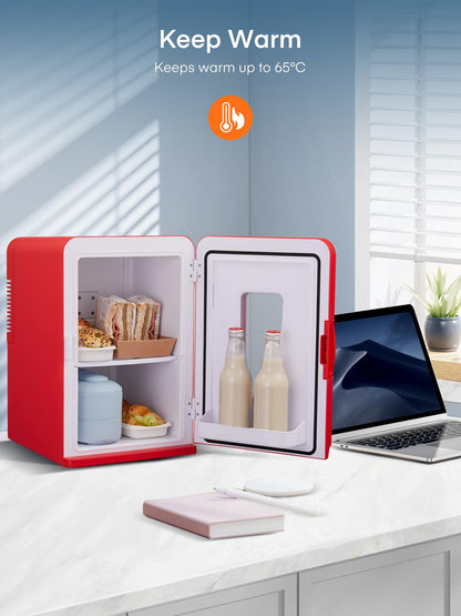 FOHERE 2in1 Mini Kühlschrank 15L Kühl- & Heizfunktion - Rot