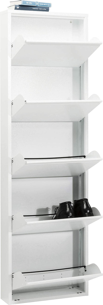 Kare Design Schuhschrank Caruso - Weiss, 5 Klappen schmal