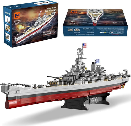 MISINI M6320 USS Missouri Klemmbausteine Schlachtschiff, 2228 Teile aus ABS, Modell der Iowa-Klasse