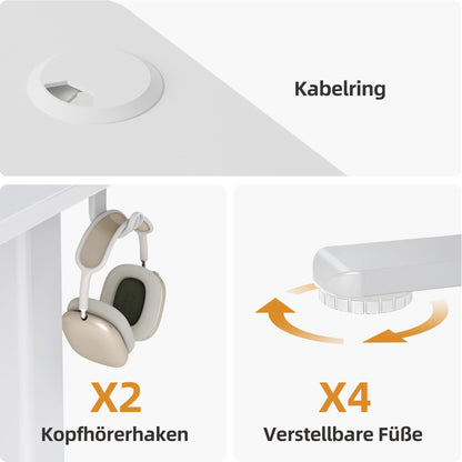 Claiks Elektrischer Steh-Sitz Schreibtisch 120x60cm Weiss