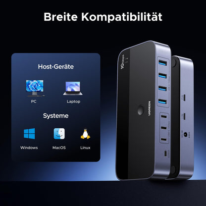 UGREEN USB Switch 2 In 7 Out 10Gbps, KVM Umschalter für 2 PCs