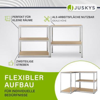Juskys Basic 4X Schwerlastregal – 4er-Set 180x90x40cm