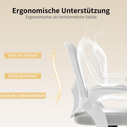 naspaluro Ergonomischer Bürostuhl Mesh - Grau, Klapparmlehnen
