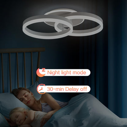Amdelne LED Deckenleuchte 2-Ringe, dimmbar mit Fernbedienung, weiss