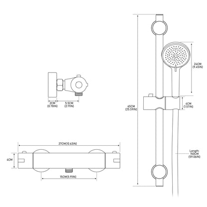 MORADO Duschsystem Thermostat – Schwarz mit Brausegarnitur
