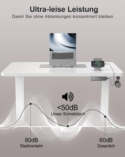 Airfish Schreibtisch höhenverstellbar elektrisch 80x60 cm weiss