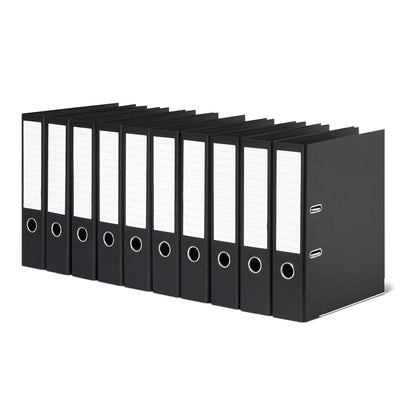 Amazon Basics Ringordner A4, 2-Ring-Mechanik, 10er-Pack, Schwarz, mit Grifflöchern und beschriftbarem Rückenetikett
