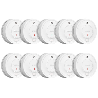 X-Sense SD2J0AX Rauchmelder – 10er Set, 10 Jahre Batterie. Weiß, rund. Erkennt Rauch und warnt vor Feuer.