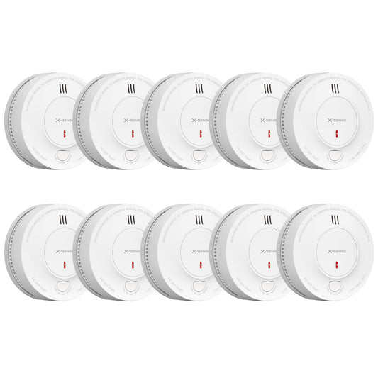 X-Sense SD2J0AX Rauchmelder – 10er Set, 10 Jahre Batterie. Weiß, rund. Erkennt Rauch und warnt vor Feuer.