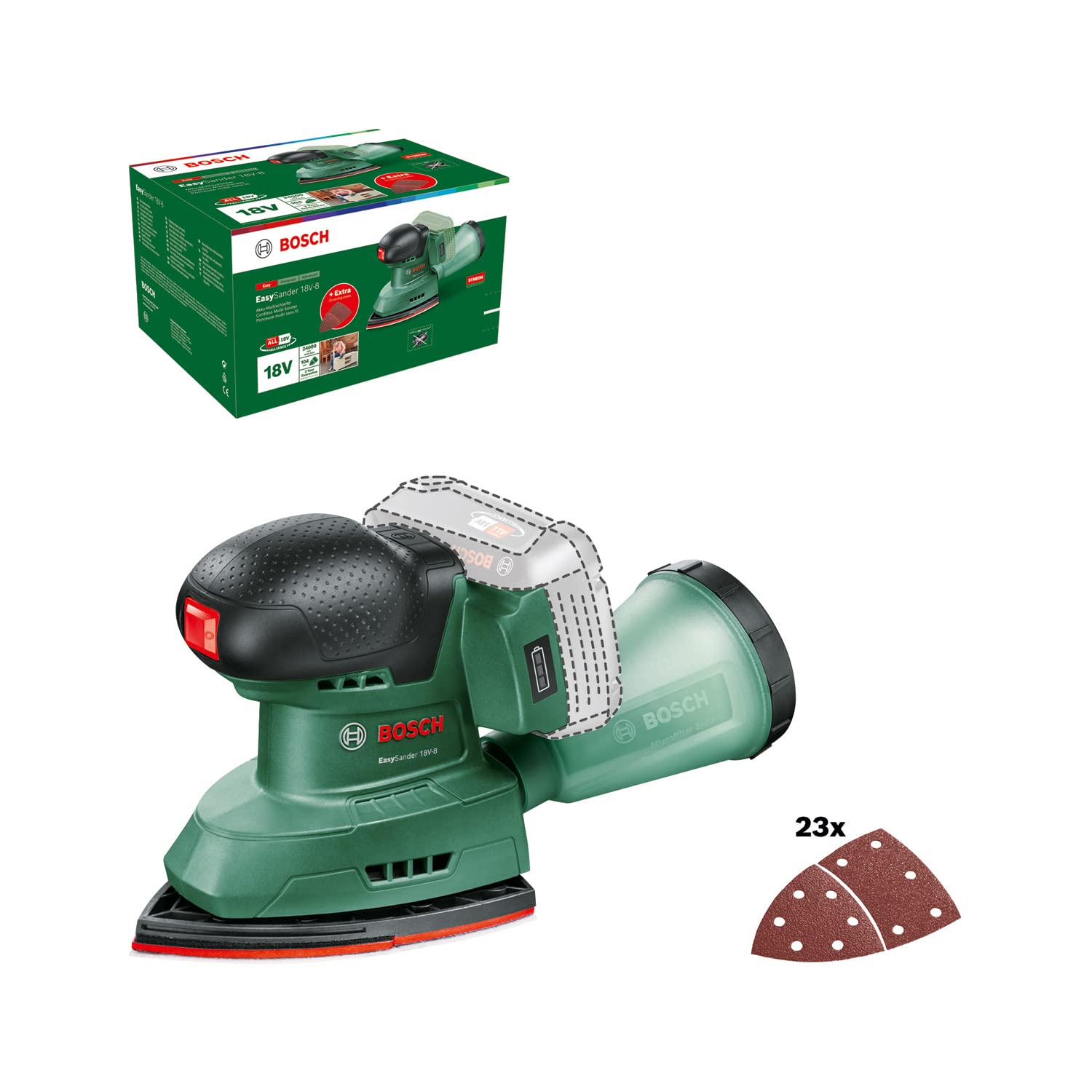 Bosch EasySander 18V-8 Akku-Multischleifer ohne Akku, kompakter Handschleifer für die Holzbearbeitung