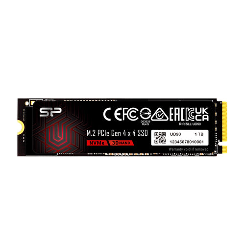 Silicon Power UD90 NVMe PCIe Gen4 M.2 SSD 1TB: Schmale, schwarze M.2 2280 Platine. Ermöglicht schnelle Datenspeicherung für Systeme.