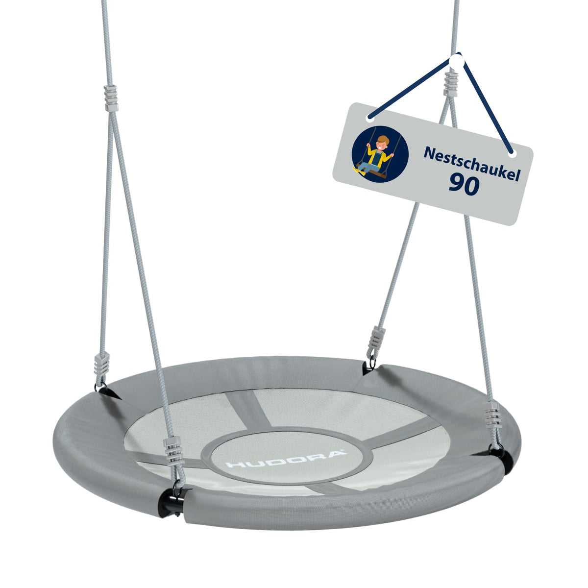 HUDORA Nestschaukel 90 – Hängeschaukel aus Kunststoff, 90 cm, grau