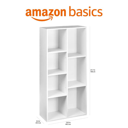 Amazon Basics Bücherregal mit 7 Fächern, weiss, 50 x 24 x 106 cm