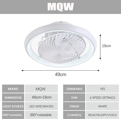 MQW Deckenventilatorleuchte - 360° drehbar LED 72W leise