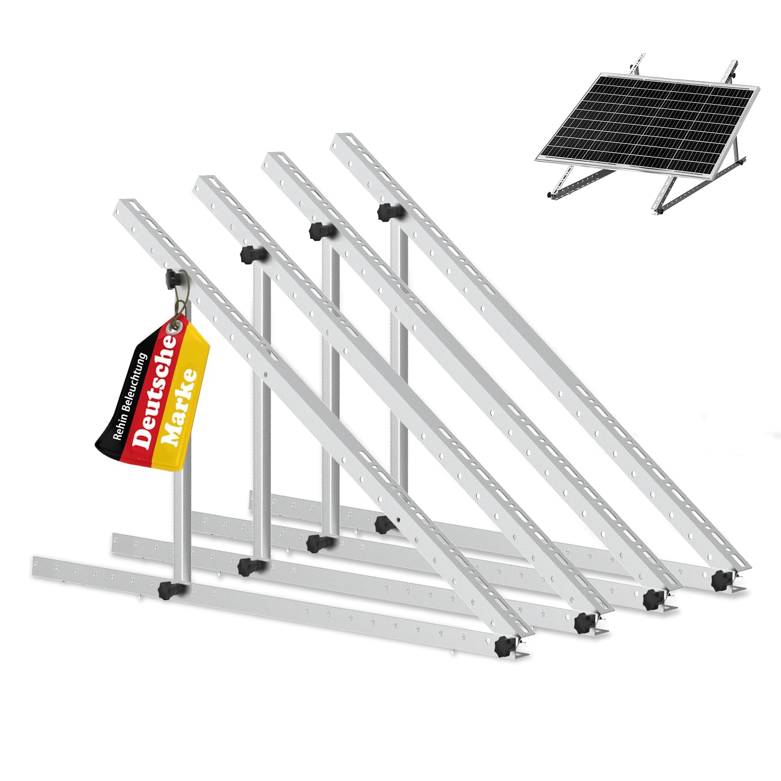 Rhein Beleuchtung Solarmodul-Halterung Flachdach 114 cm, 2 Sets, Dreieckskonstruktion mit verstellbarem Winkel