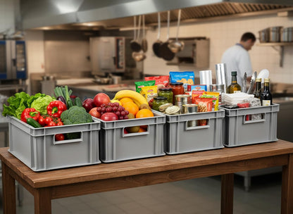 1a-TopStore Eurobox EB-417, 4 Stück, grau, 40x30x17,5 cm, 16,5 Liter