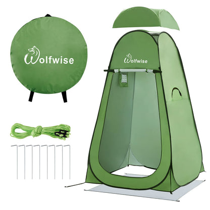 WolfWise Pop-Up Duschzelt Umkleidezelt mit Boden UV-Schutz 50+ Grün, Polyester, verzinktes Stahlgestell