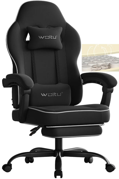 WOLTU Gaming Stuhl Stoff Federunterlage Gamer Sessel - Schwarz GS10sz
