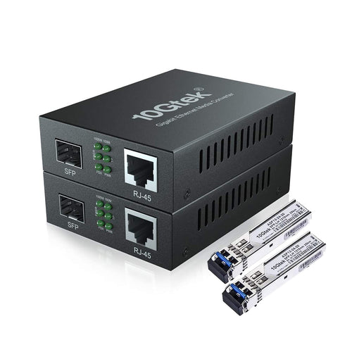 10Gtek Gigabit Ethernet Medienkonverter 2er Set – SFP LX, SM, 20km