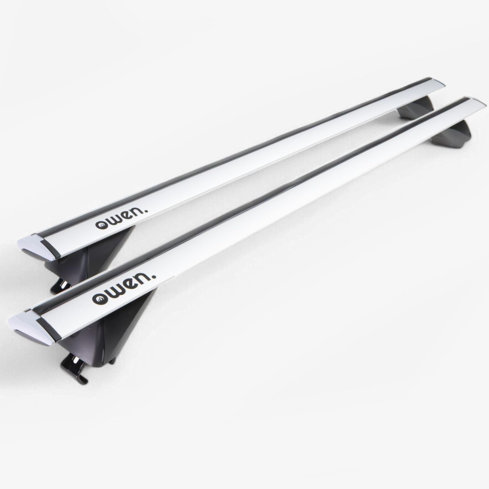 Owen Dachträger 5.0 Pro Relingträger – Silber 120cm. Zwei Querträger für Dachreling zum Transport von Dachboxen/Lasten.