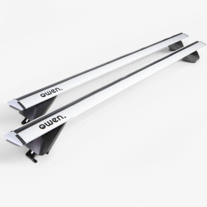 Owen Dachträger 5.0 Pro Relingträger – Silber 120cm. Zwei Querträger für Dachreling zum Transport von Dachboxen/Lasten.