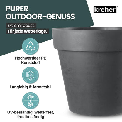 Kreher XXL Pflanzkübel rund mit Rollen, Anthrazit, Ø 79 cm
