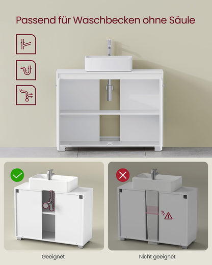 VASAGLE Waschbeckenunterschrank BBK515W01 Badezimmerschrank weiss