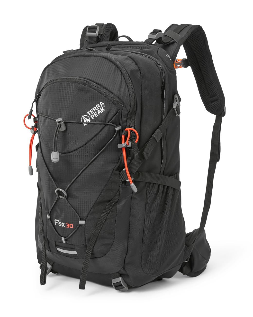 Terra Peak Flex 30 Wanderrucksack 30L mit Rückenbelüftung, schwarz, Hüftgurt und Brustgurt