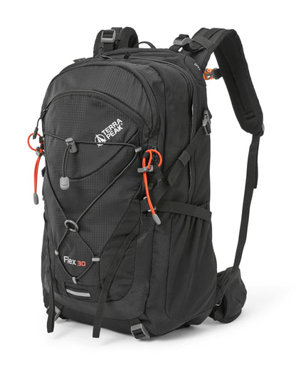 Terra Peak Flex 30 Wanderrucksack 30L mit Rückenbelüftung, schwarz, Hüftgurt und Brustgurt