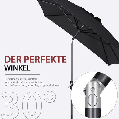 Sekey Sonnenschirm rechteckig 210 x 140 cm Aluminium mit Kurbel Grau