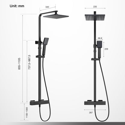 HOMELODY Duschsystem Thermostat Regendusche - Schwarz