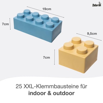 Zebrix XXL Klemmbausteine Pastellfarben, 25 Soft Touch Bausteine