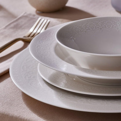 KARACA New Dome Tafelservice – Bone China 24-tlg Weiss für 6 Personen