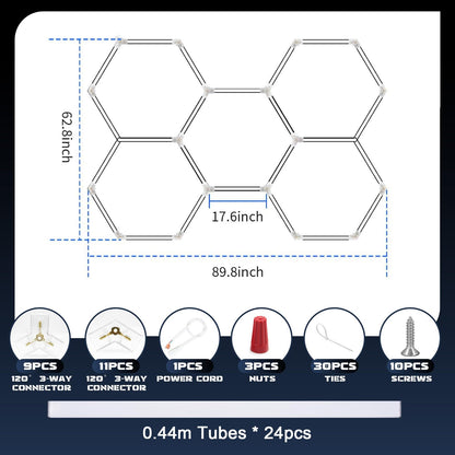 Hexagon LED Deckenleuchte für Garage Werkstatt - 5 Hexs, 6500K