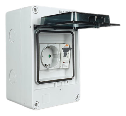 RoadEu Schuko Wandverteiler FI Schutzschalter IP65 – 16A 230V