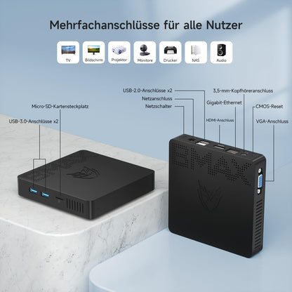 BMAX B1 Pro Mini PC Intel N4000 8GB/128GB Lüfterlos Win 11 Pro