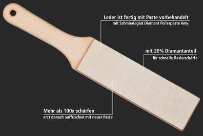 Schmiedeglut Diamantleder Essential Abziehleder – 6my Diamantpaste
