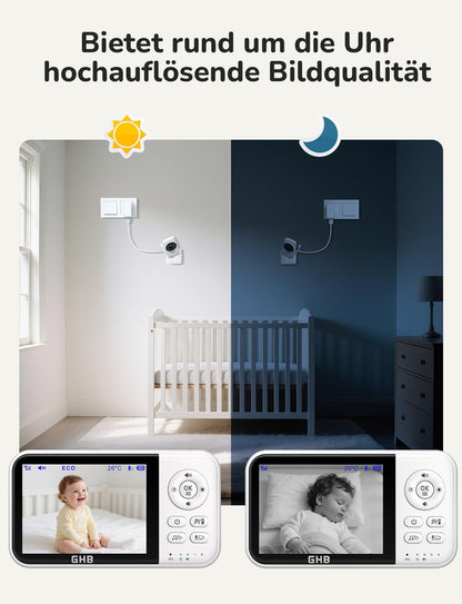 GHB Babyphone mit Kamera MC632B, 3,2 Zoll LCD, Nachtsicht, Weiss