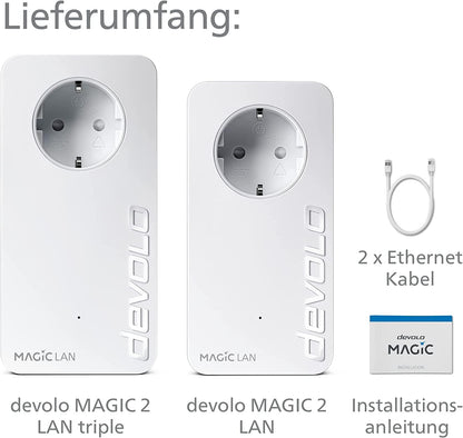 devolo Magic 2 LAN triple Starter Kit Powerline Adapter weiss